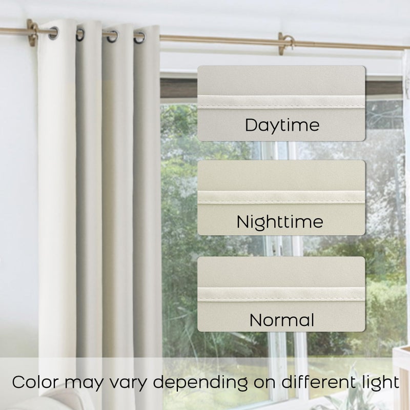 KOUFALL Cream Beige Bay Window Curtains Drapes for Living Room 63 Inch Length 2 Panels 60% Blackout Sound Dampening Curtains for Windows Bedroom Dining Room,Off White Ivory - Image 4